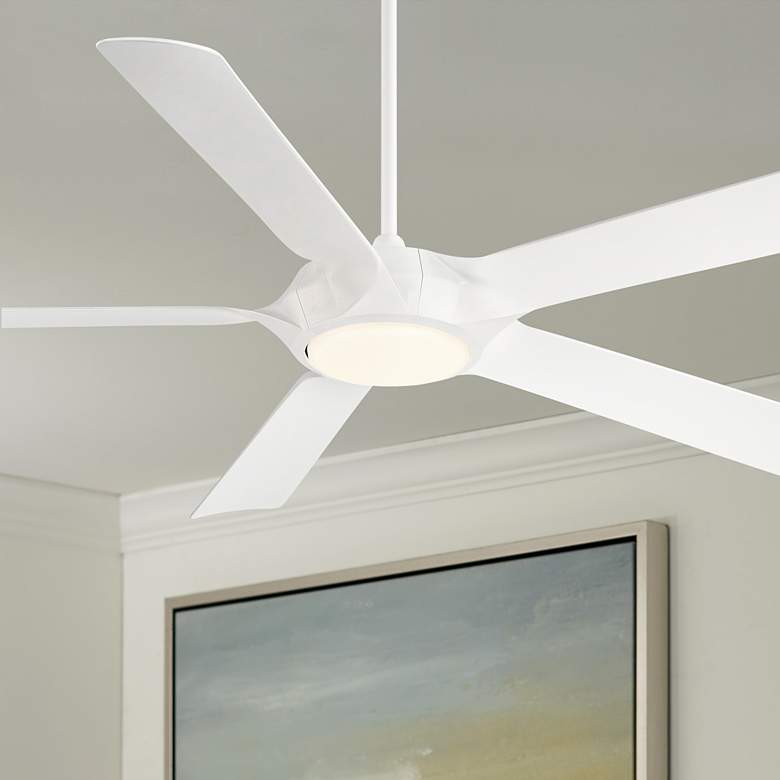 Image 1 60" Casa Vieja Grand Regal Matte White LED Ceiling Fan With Remote