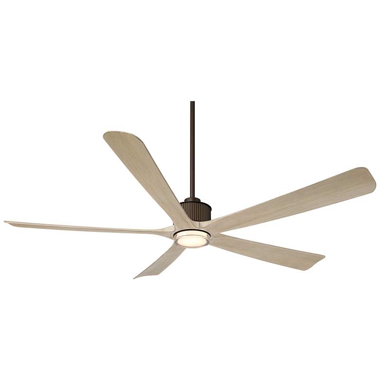 Image 2 60" Casa Vieja Hex Bronze and White Oak LED Ceiling Fan with Remote