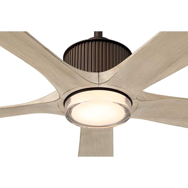 Image 3 60" Casa Vieja Hex Bronze and White Oak LED Ceiling Fan with Remote more views