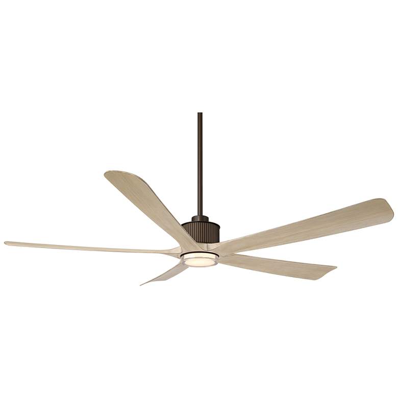 Image 7 60" Casa Vieja Hex Bronze and White Oak LED Ceiling Fan with Remote more views