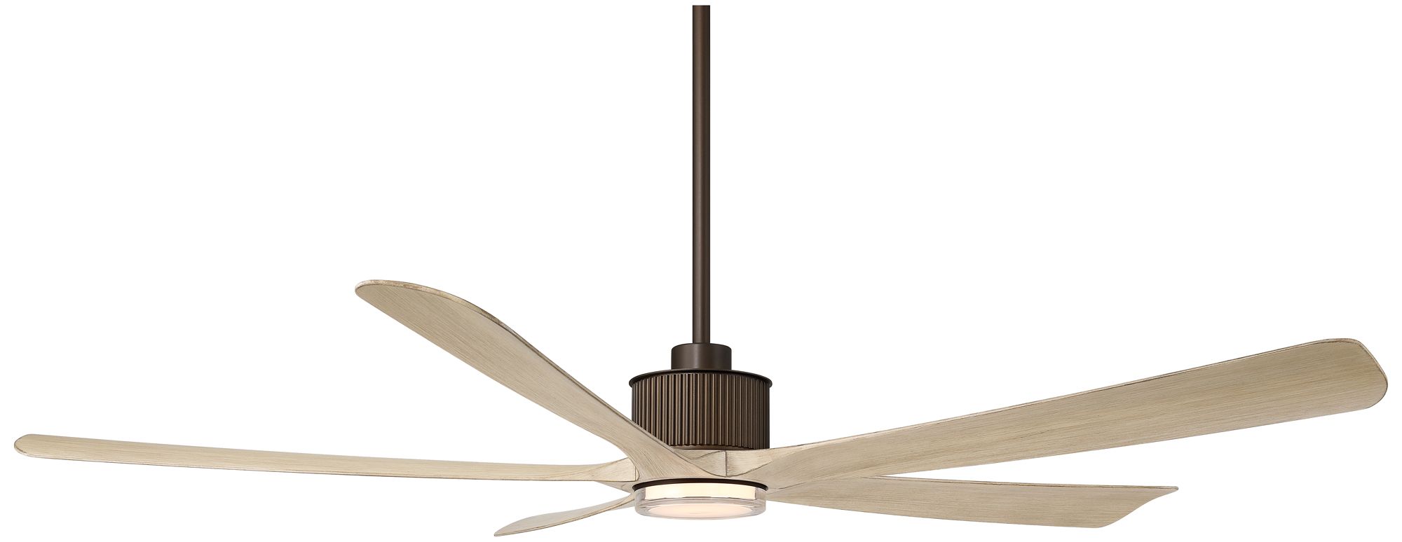 Watch A Video About the Casa Vieja Hex Bronze and White Oak LED Ceiling Fan with Remote