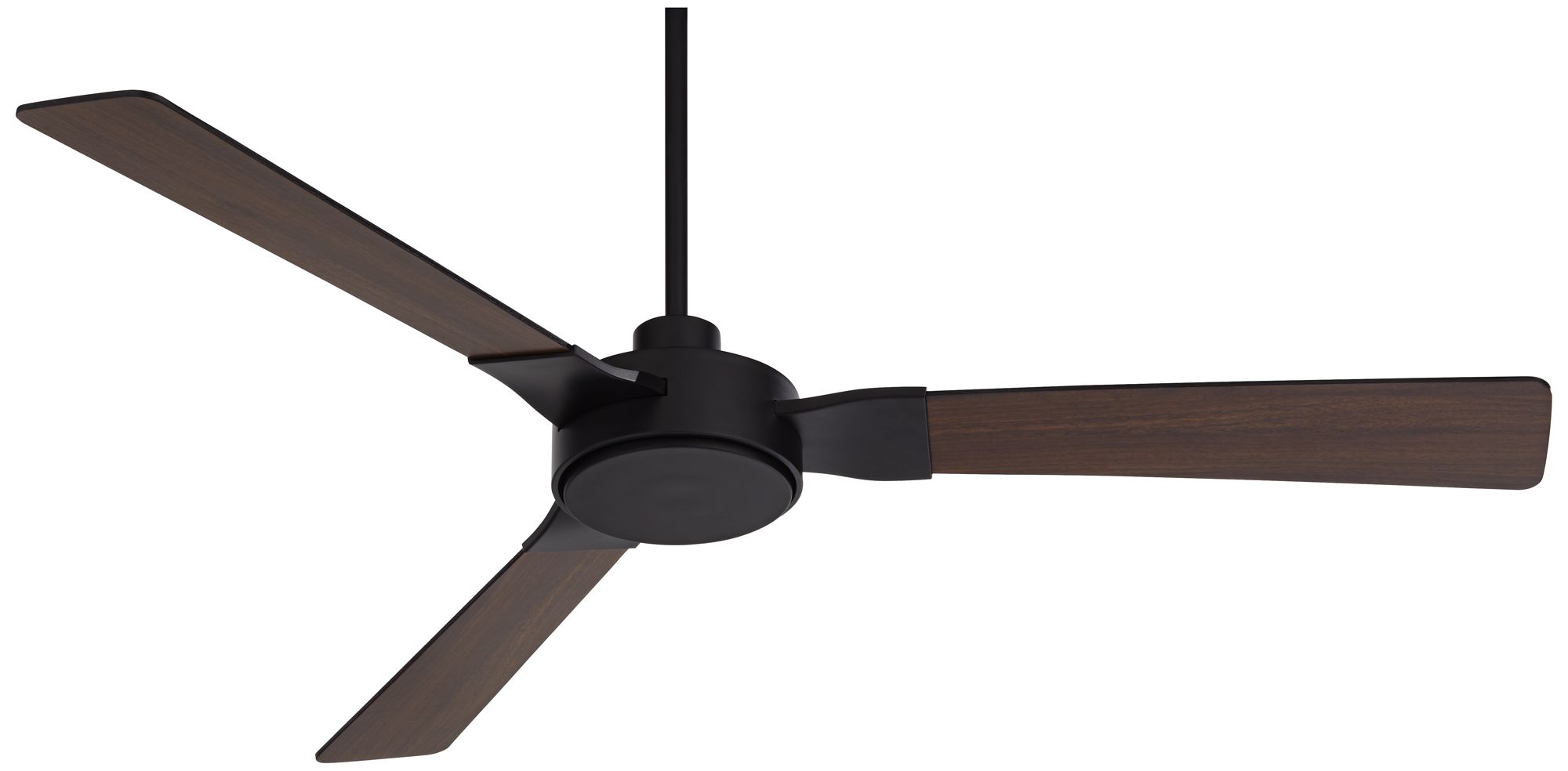 60" Casa Vieja Invictus Matte Black and Walnut Damp Fan with Remote in scene