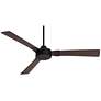 60" Casa Vieja Invictus Matte Black and Walnut Damp Fan with Remote in scene