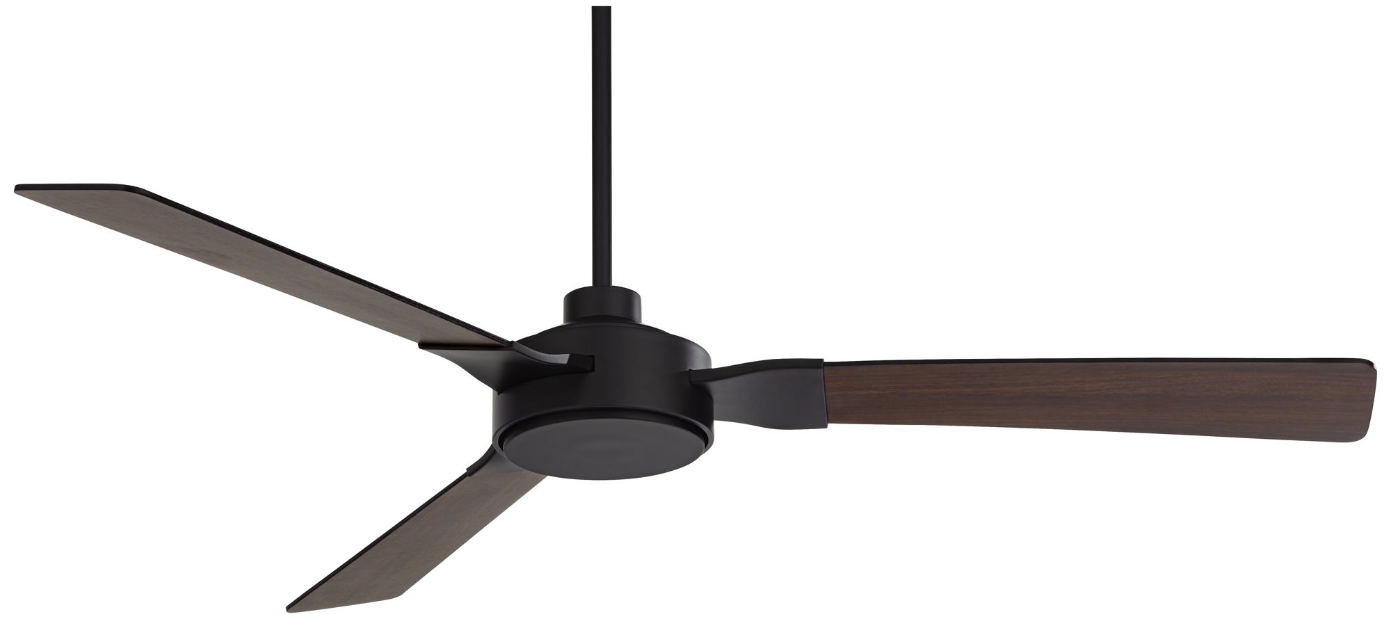 60" Casa Vieja Invictus Matte Black and Walnut Damp Fan with Remote in scene