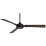 60" Casa Vieja Invictus Matte Black and Walnut Damp Fan with Remote in scene
