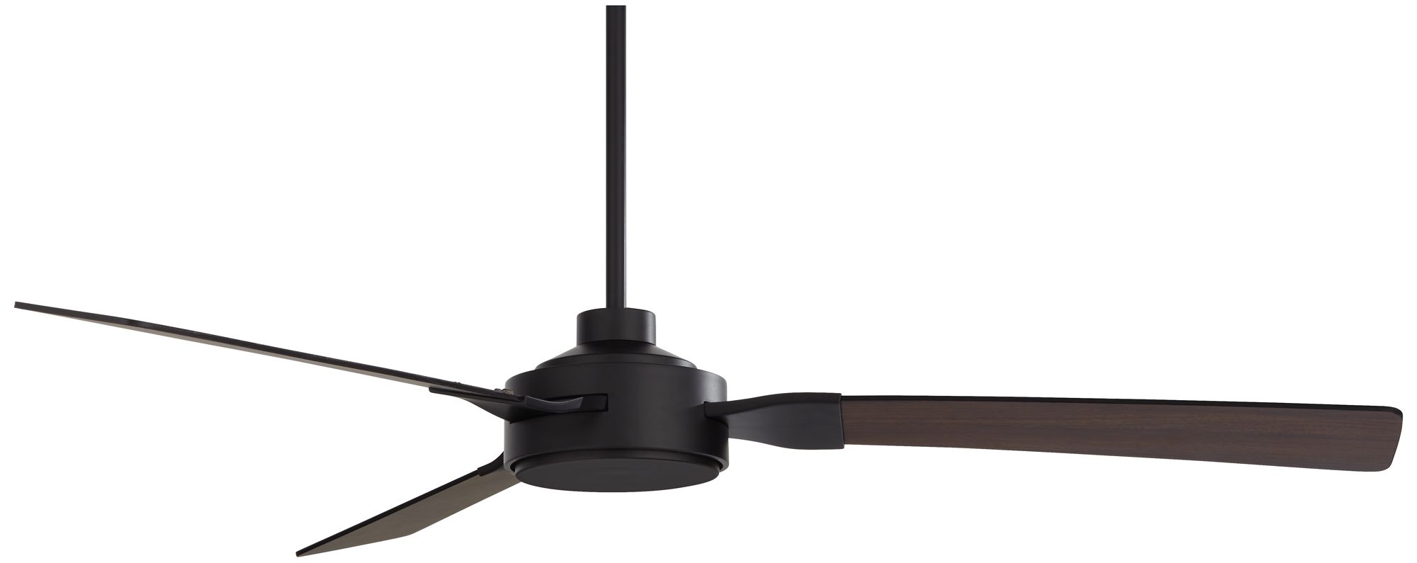 60" Casa Vieja Invictus Matte Black and Walnut Damp Fan with Remote in scene