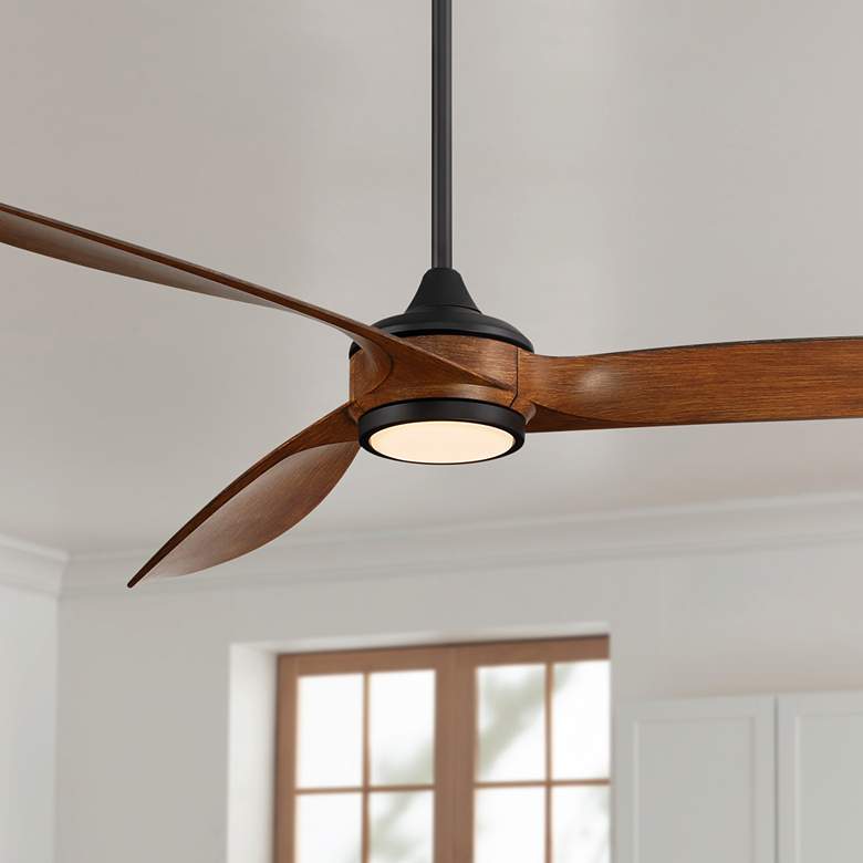 Image 1 60 inch Casa Vieja La Jolla Surf Matte Black LED Ceiling Fan with Remote