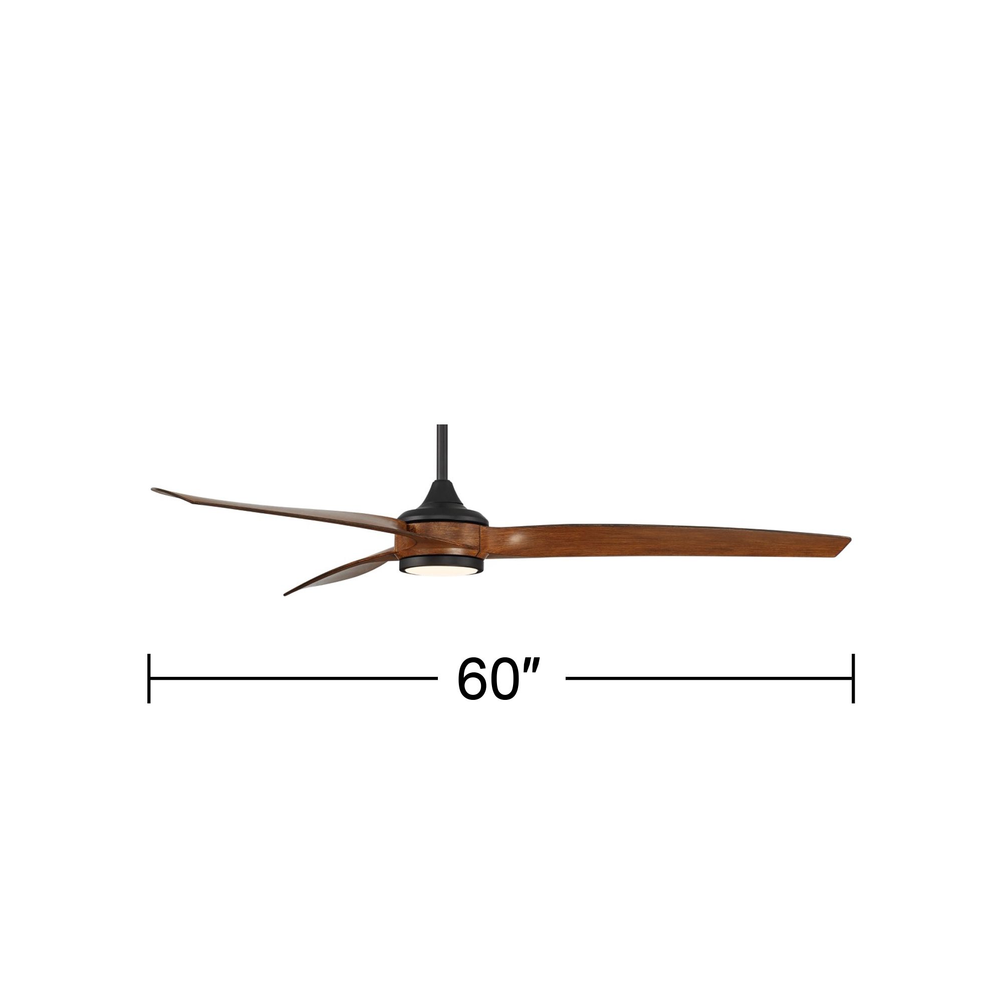60" Casa Vieja La Jolla Surf Matte Black LED Ceiling Fan with Remote in scene