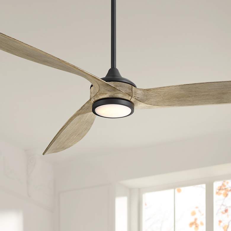 Image 1 60" Casa Vieja La Jolla Surf Matte Black LED Ceiling Fan with Remote
