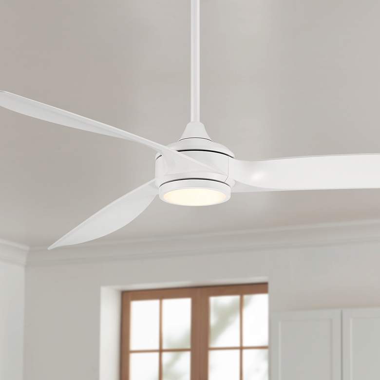 Image 1 60" Casa Vieja La Jolla Surf Matte White LED Ceiling Fan with Remote