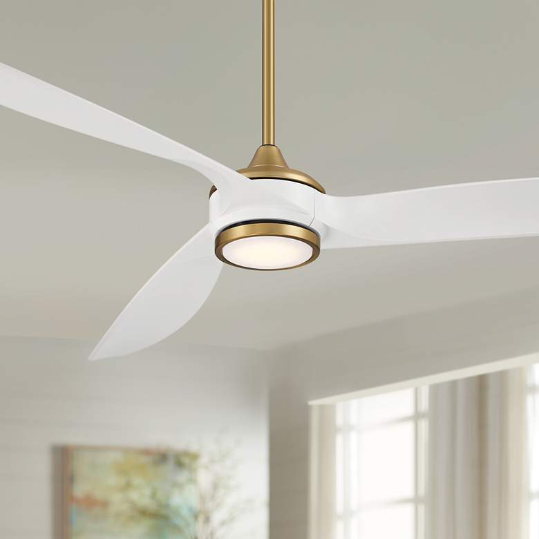 Image 1 60" Casa Vieja La Jolla Surf Soft Brass LED Ceiling Fan with Remote
