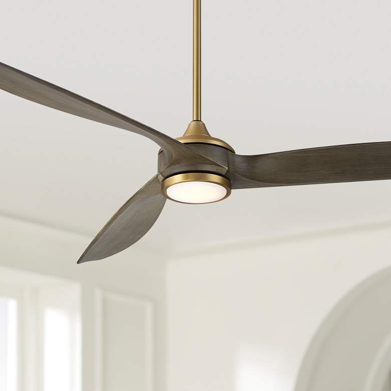 Image 2 60" Casa Vieja La Jolla Surf Soft Brass LED Ceiling Fan with Remote