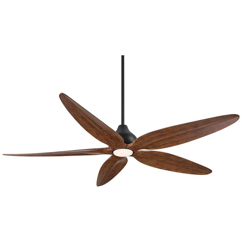 Image 3 60" Casa Vieja Lotus Bay Black and Walnut Damp Remote LED Ceiling Fan