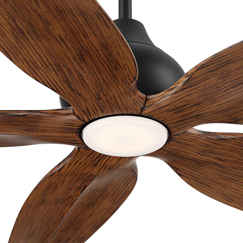Image 4 60" Casa Vieja Lotus Bay Black and Walnut Damp Remote LED Ceiling Fan more views