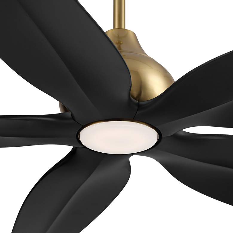 Image 3 60" Casa Vieja Lotus Bay Brass and Black Damp Remote LED Ceiling Fan more views