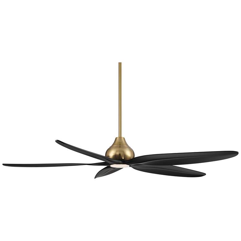 Image 6 60" Casa Vieja Lotus Bay Brass and Black Damp Remote LED Ceiling Fan more views
