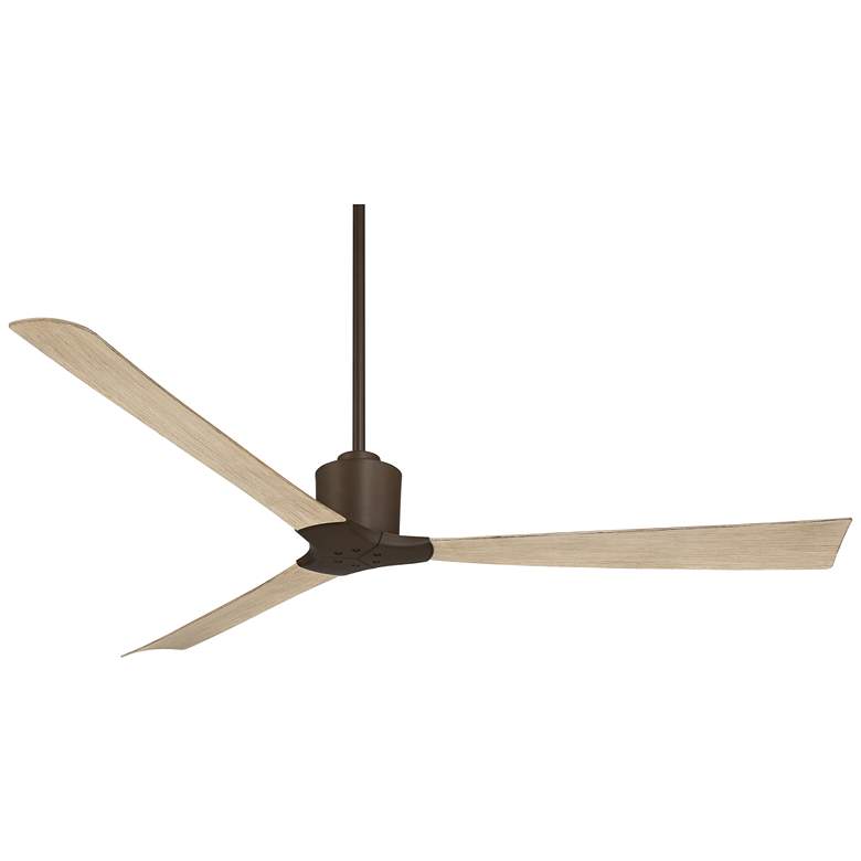 Image 2 60" Casa Vieja Lume Bronze and White Oak Damp Ceiling Fan with Remote