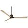 60" Casa Vieja Lume Bronze and White Oak Damp Ceiling Fan with Remote