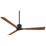 3_60" Casa Vieja Lume Matte Black and Koa Damp Ceiling Fan with Remote