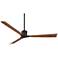 60" Casa Vieja Lume Matte Black and Koa Damp Ceiling Fan with Remote