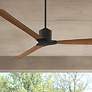 2_60" Casa Vieja Lume Matte Black and Koa Damp Ceiling Fan with Remote