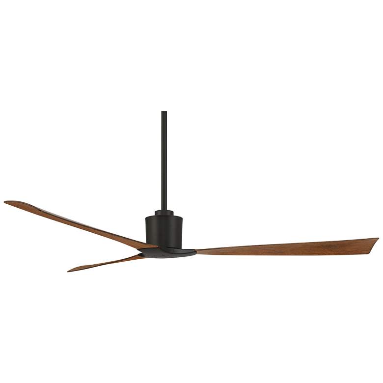 Image 6 60" Casa Vieja Lume Matte Black and Koa Damp Ceiling Fan with Remote more views