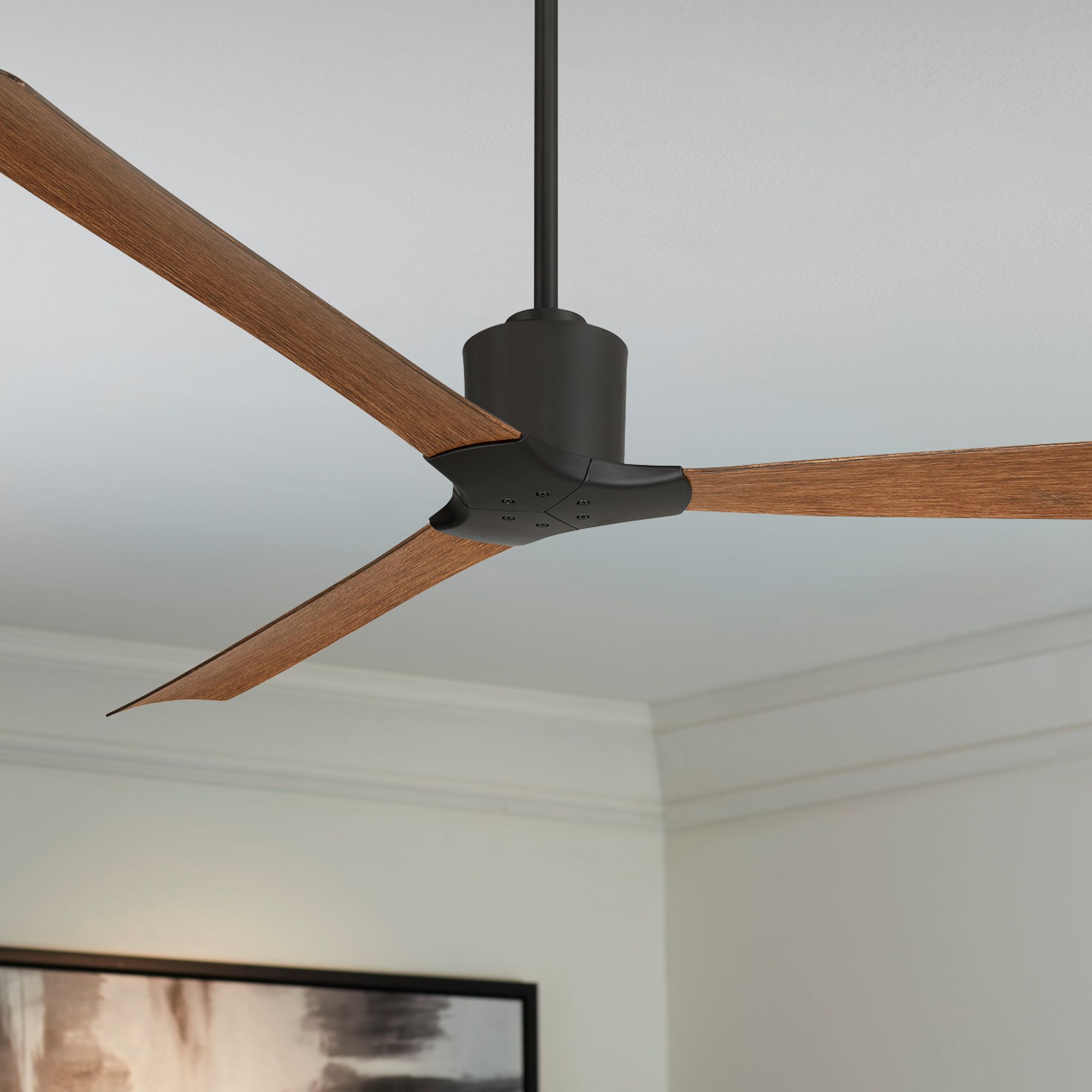 Watch A Video About the Casa Vieja Lume Matte Black and Koa Damp Ceiling Fan with Remote