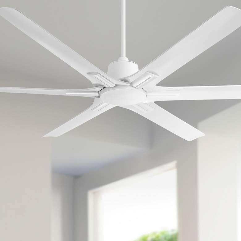 Image 1 60" Casa Vieja Matte White Damp Rated Ceiling Fan with Remote