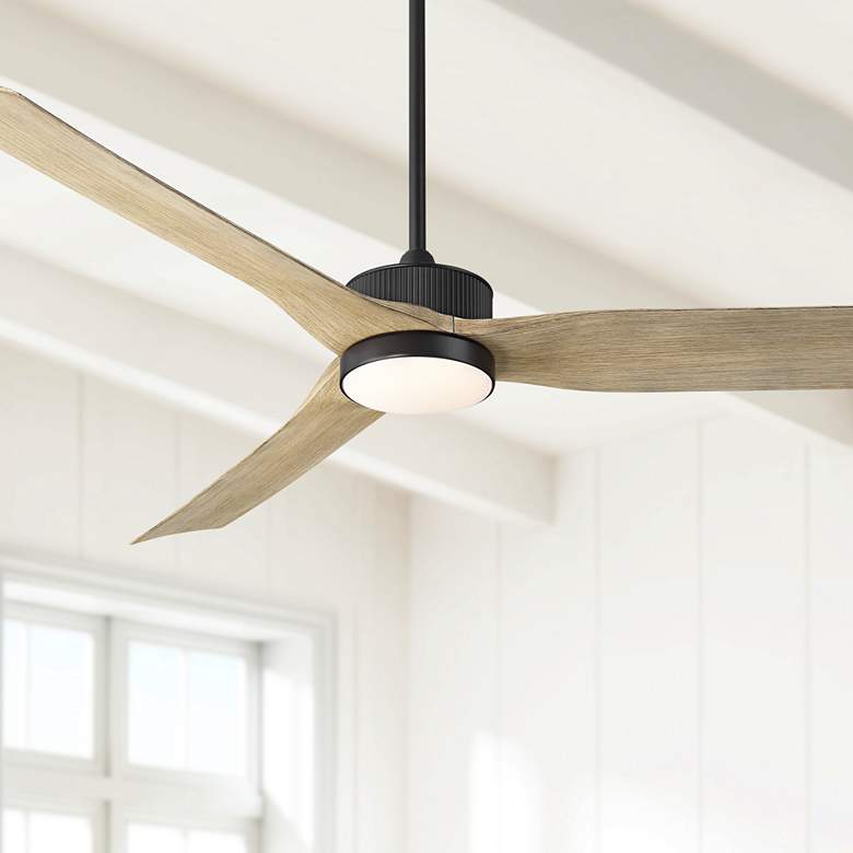 Image 1 60" Casa Vieja Montage Matte Black LED Damp Rated Fan with Remote