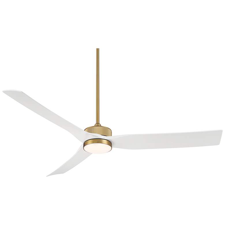 Image 2 60" Casa Vieja Montage Soft Brass LED Damp Rated Fan with Remote