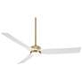 3_60" Casa Vieja Montage Soft Brass LED Damp Rated Fan with Remote