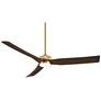 2_60" Casa Vieja Montage Soft Brass LED Damp Rated Fan with Remote