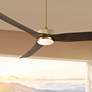 1_60" Casa Vieja Montage Soft Brass LED Damp Rated Fan with Remote