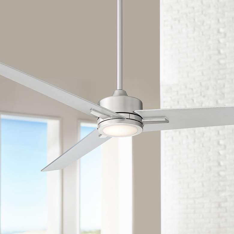 Image 1 60" Casa Vieja Monte Largo Brushed Nickel LED Ceiling Fan with Remote