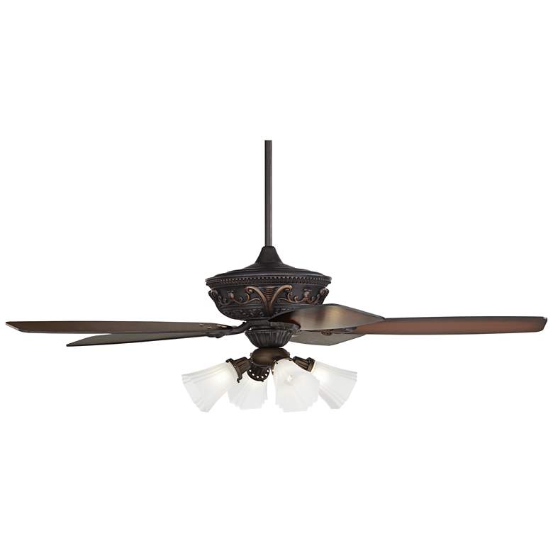 Image 7 60" Casa Vieja Montego Bronze Frosted Glass Teak LED Ceiling Fan more views