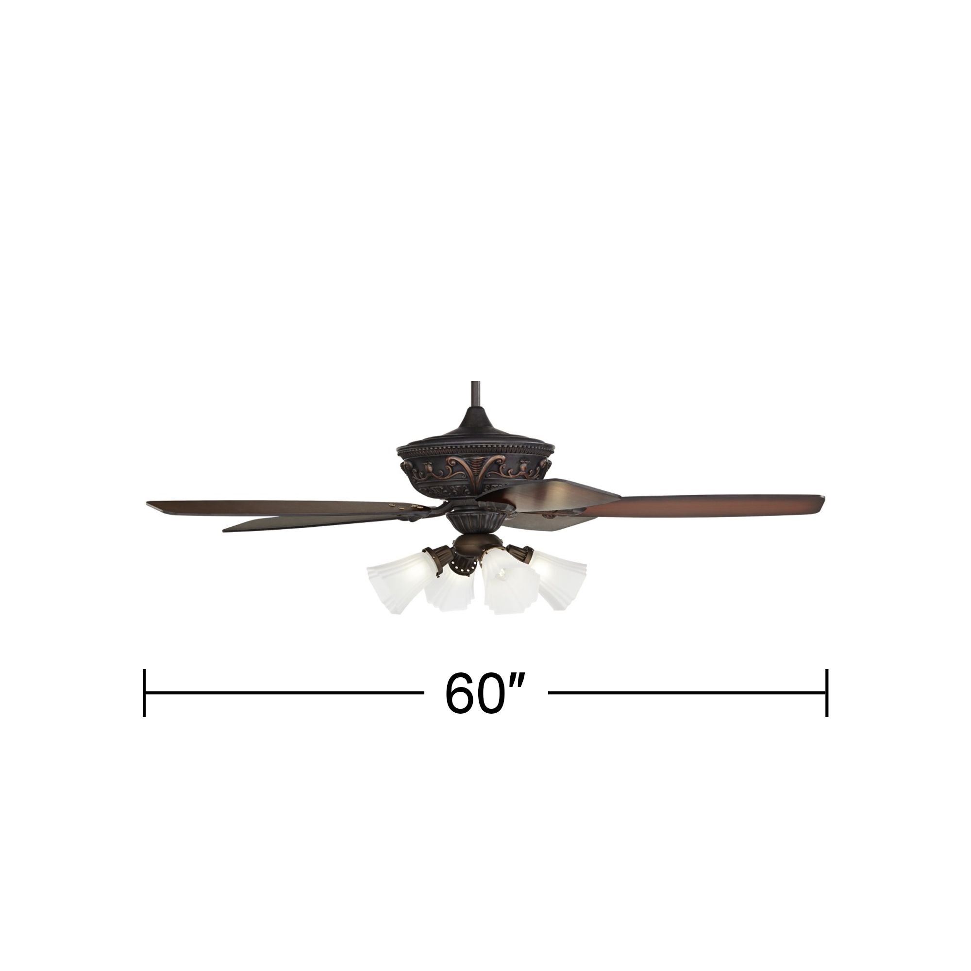 60" Casa Vieja Montego Bronze Frosted Glass Teak LED Ceiling Fan