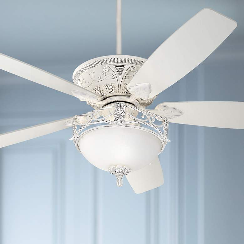 Image 1 60 inch Casa Vieja Montego Rubbed White Ceiling Fan with Light