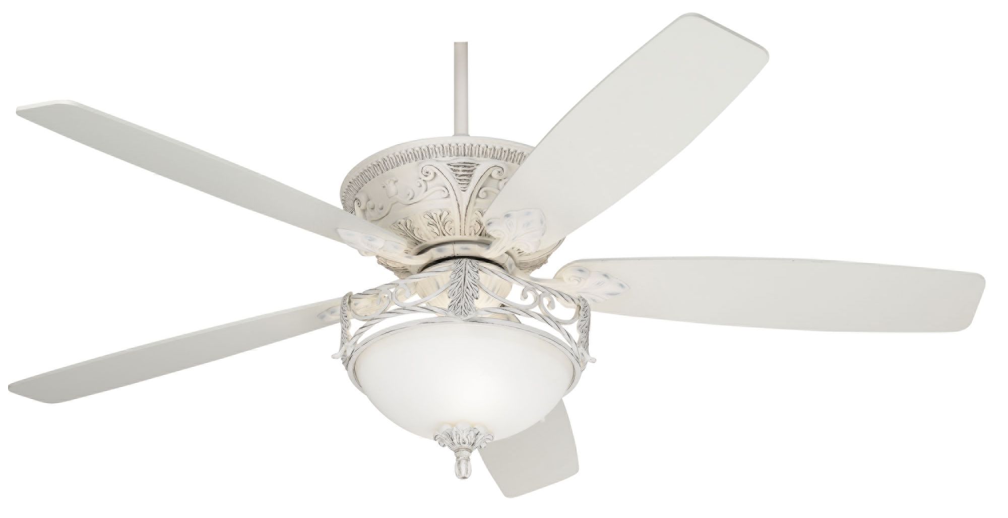60" Casa Vieja Montego White Finish LED Ceiling Fan with Pull Chain