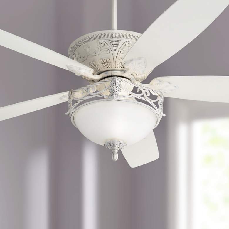 Image 1 60 inch Casa Vieja Montego White Finish LED Ceiling Fan with Pull Chain