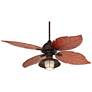 2_60" Casa Vieja Oak Creek Frosted Glass Damp LED Pull Chain Ceiling Fan