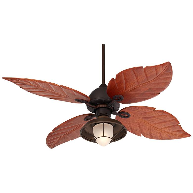 Image 4 60" Casa Vieja Oak Creek Frosted Glass Damp LED Pull Chain Ceiling Fan more views
