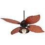 4_60" Casa Vieja Oak Creek Frosted Glass Damp LED Pull Chain Ceiling Fan more views