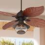 1_60" Casa Vieja Oak Creek Lantern Damp LED Pull Chain Ceiling Fan