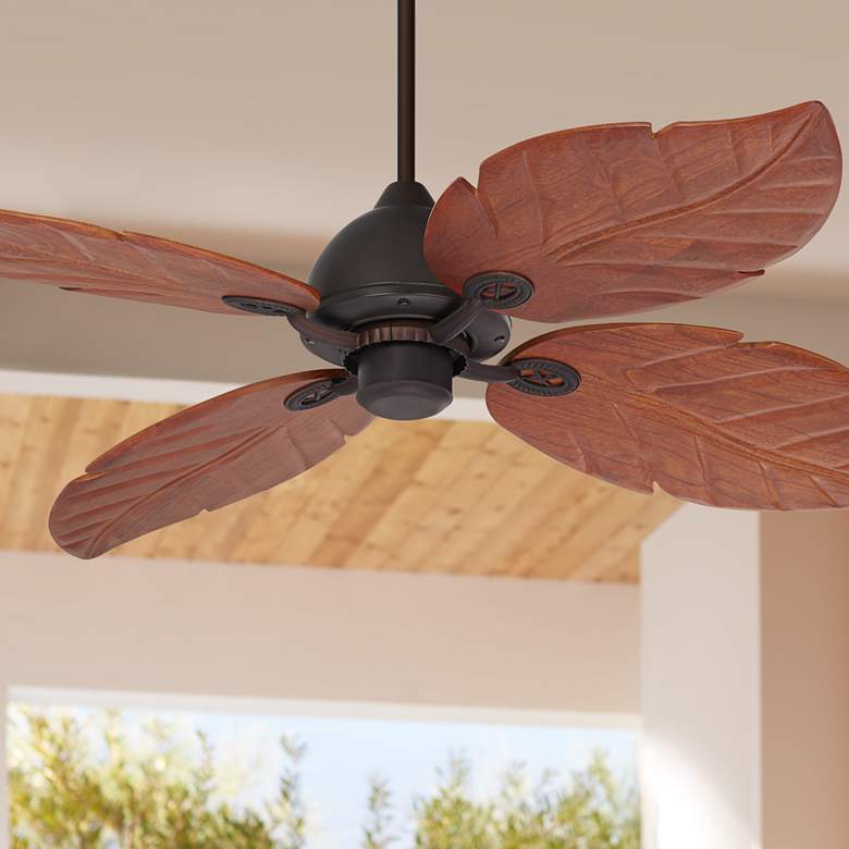 Image 1 60 inch Casa Vieja Oak Creek Pull Chain Damp Rated Ceiling Fan