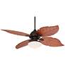 2_60" Casa Vieja Oak Creek White Glass Damp LED Pull Chain Ceiling Fan