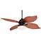 60" Casa Vieja Oak Creek White Glass Damp LED Pull Chain Ceiling Fan