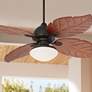 1_60" Casa Vieja Oak Creek White Glass Damp LED Pull Chain Ceiling Fan