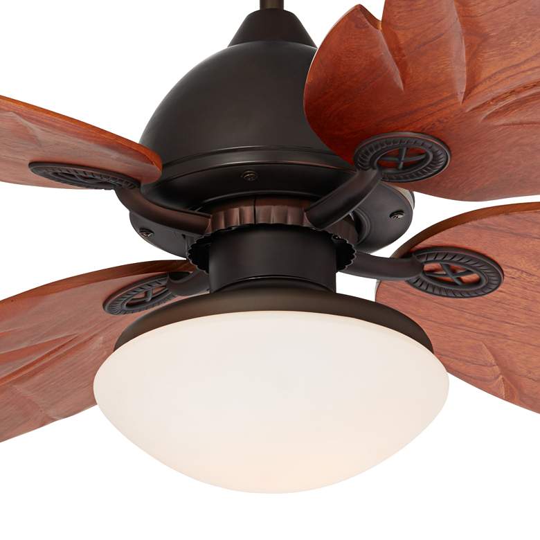 Image 3 60" Casa Vieja Oak Creek White Glass Damp LED Pull Chain Ceiling Fan more views