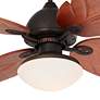 3_60" Casa Vieja Oak Creek White Glass Damp LED Pull Chain Ceiling Fan more views