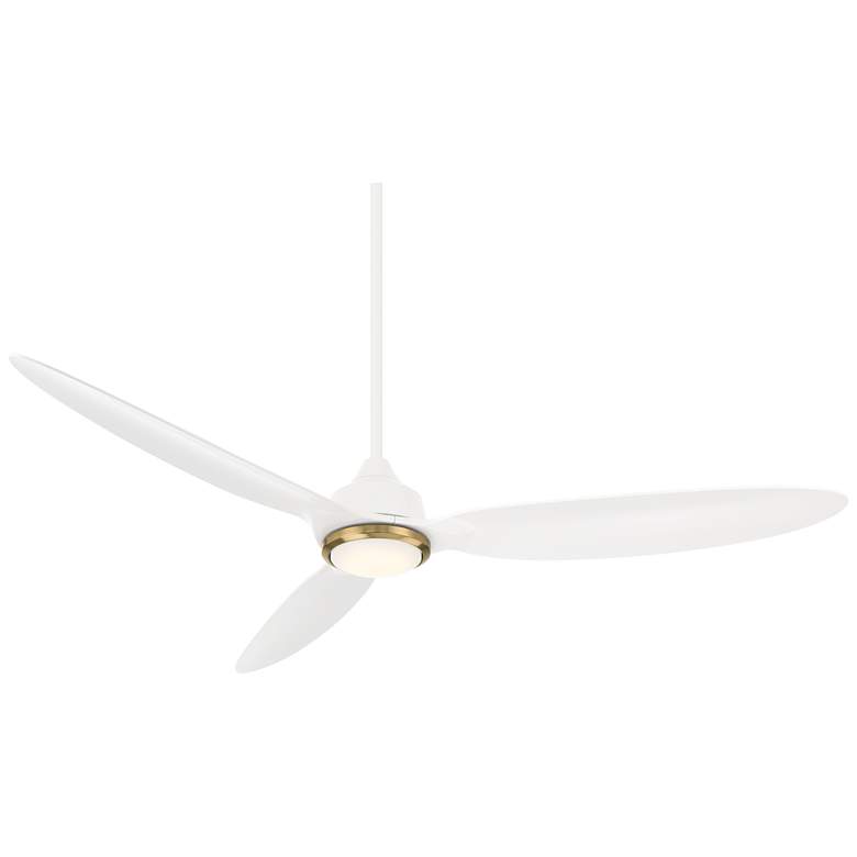 Image 2 60" Casa Vieja Revere Matte White LED Damp Ceiling Fan with Remote
